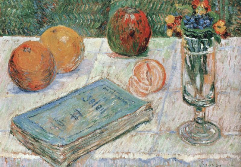 Paul Signac still life with a book and roanges oil painting image